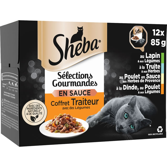 SHEBA Sélections Gourmandes En sauces pour chats coffret traiteur avec légumes