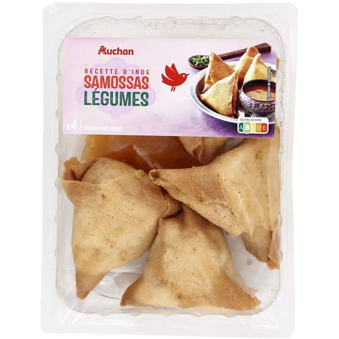 AUCHAN Recette d'Inde Samossas aux légumes et curry sauce aigre douce