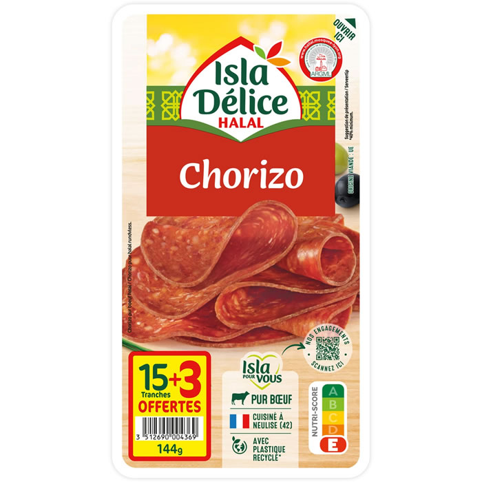 ISLA DELICE Chorizo pur boeuf halal