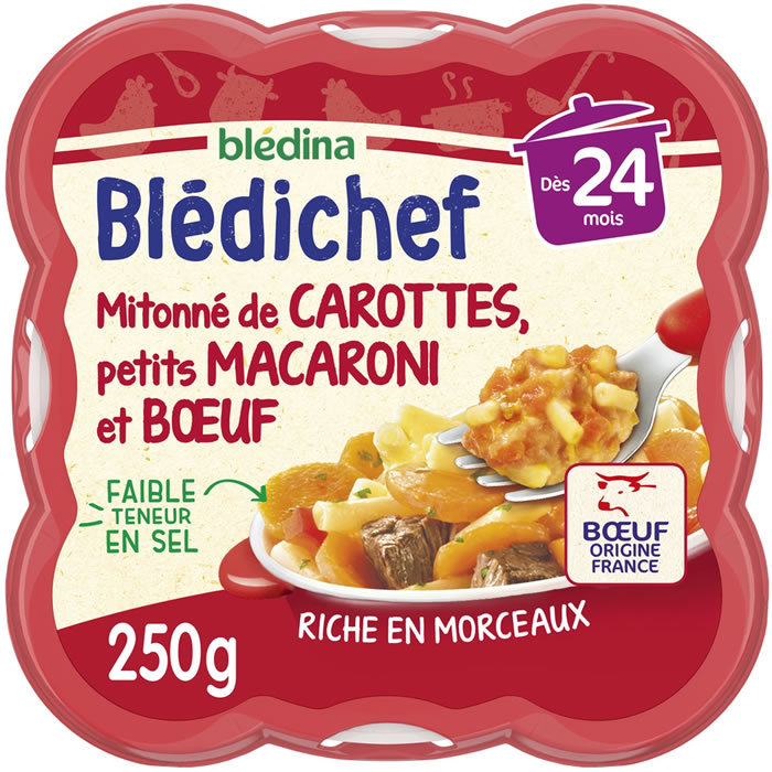 BLEDINA Blédichef Carottes macaronis et boeuf dès 24 mois