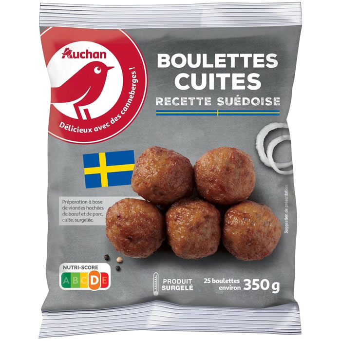AUCHAN Boulettes à base de boeuf et de porc façon suédoise