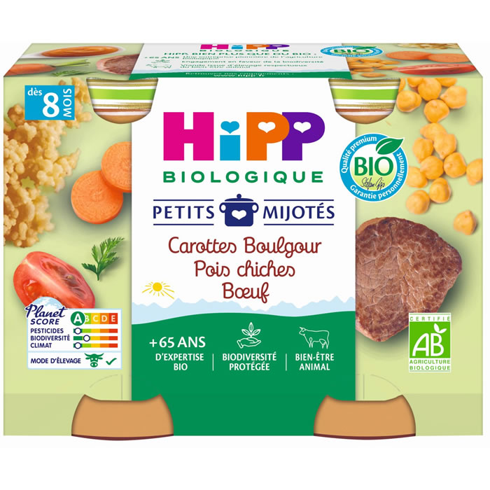 HIPP Petits Mijotés Carottes, boulgour, pois chiches et bœuf dès 8 mois bio