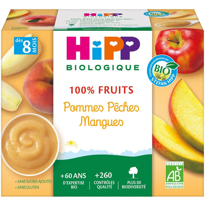 HIPP 100% Fruits Pomme, pêche et mangue bio dès 8 mois