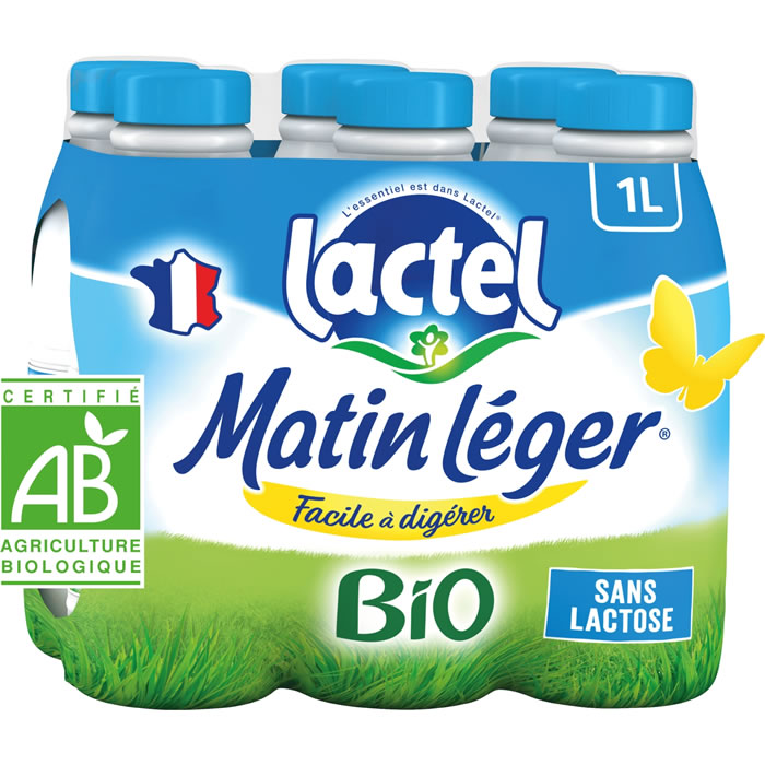 LACTEL Matin Léger Lait sans lactose bio UHT