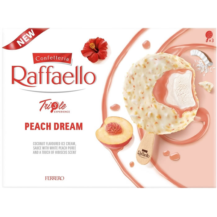 RAFFAELLO Triple Bâtonnets glacés noix de coco et pêche blanche