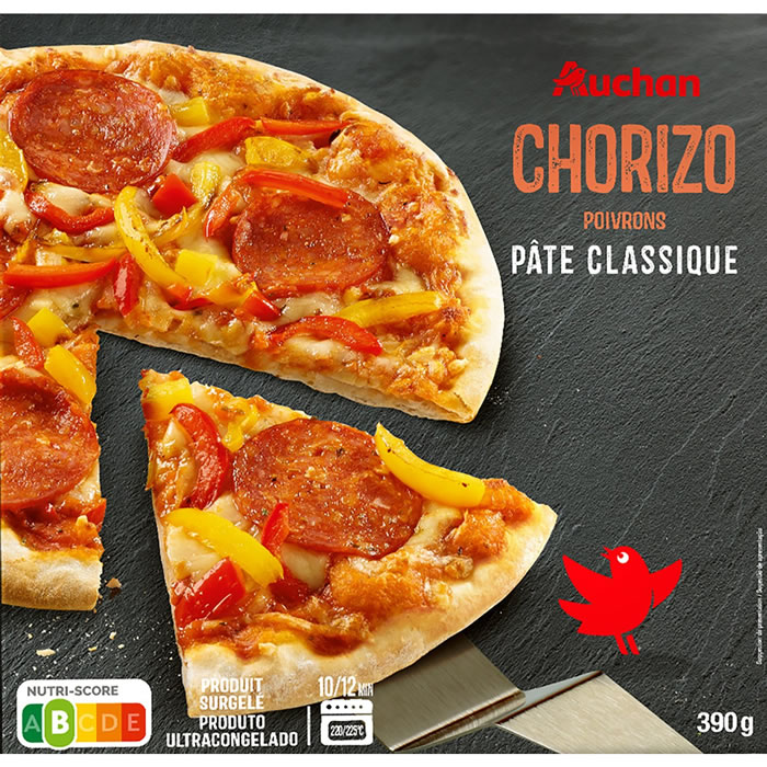 AUCHAN Les Cuites sur Pierre Pizza au chorizo