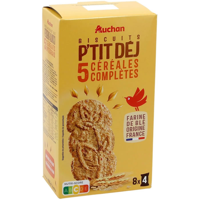 AUCHAN Biscuits petit-déj aux 5 céréales complètes