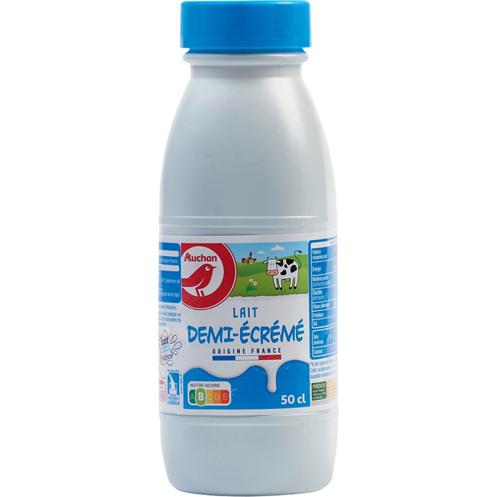 AUCHAN Lait demi-écrémé 1,6% M.G UHT