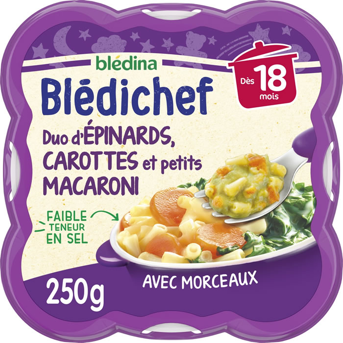 BLEDINA Blédichef Duo d'épinards, carottes et petits macaroni