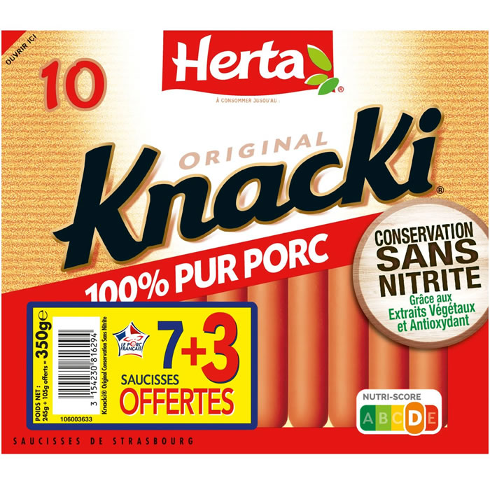 HERTA Knacki Saucisses de Strasbourg sans nitrite