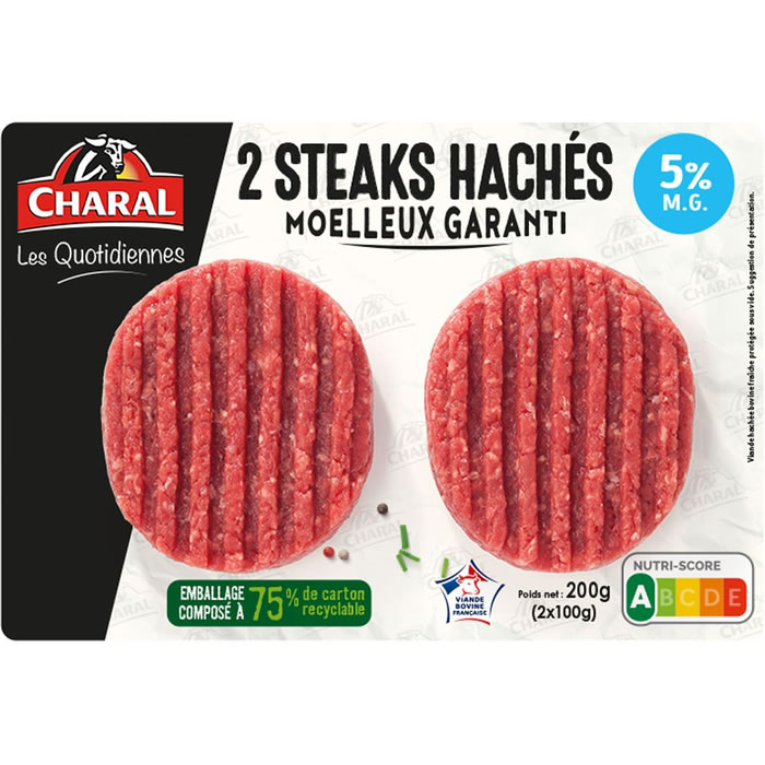 CHARAL Steaks hachés moelleux 5% M.G