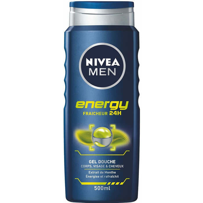 NIVEA Men Energy Gel douche homme 3 en 1 à l'extrait de menthe