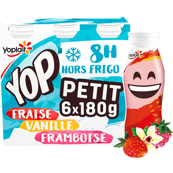 YOPLAIT P'tit Yop Yaourts à boire à la fraise, vanille et framboise