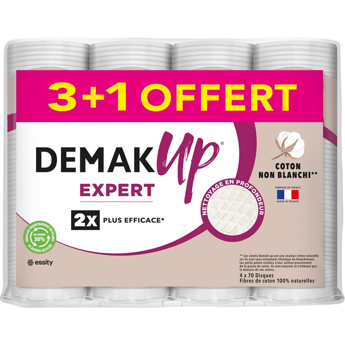 Demak'Up Expert – 670 Dischi Struccanti In Cotone, Formato Rotondo, Texture A Nido D'ape, Non Sbiancati, Rimuovono Trucco E Smalto
