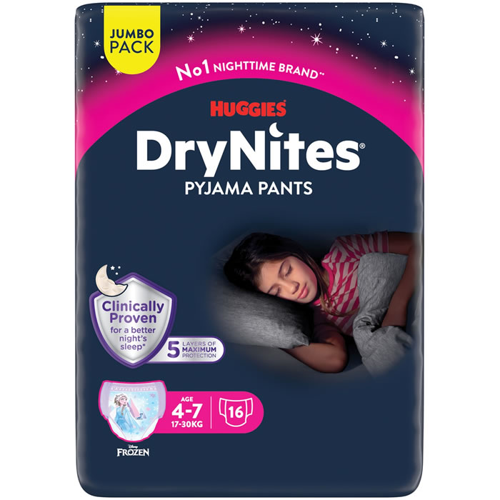 HUGGIES DryNites Couches-culottes absorbantes fille (17-30 kg)
