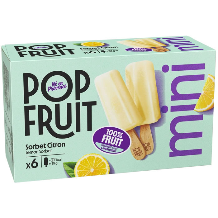 POP FRUIT Mini bâtonnets sorbets glacés au citron