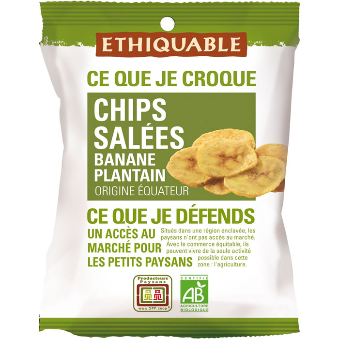 ETHIQUABLE Chips de banane plantain salé bio