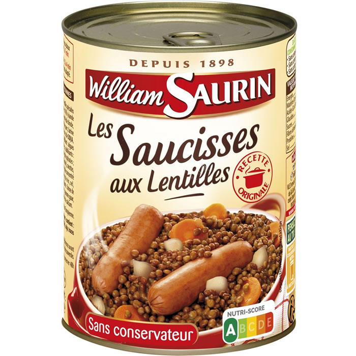 WILLIAM SAURIN Saucisses aux lentilles