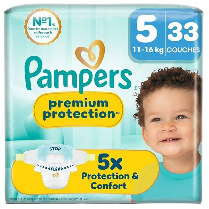 PAMPERS Premium Protection Couches taille 5 (11-16 kg)