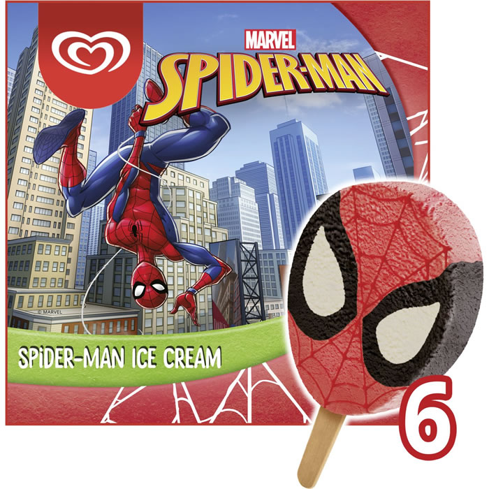 MIKO Spiderman Bâtonnets glacés à la fraise, chocolat et vanille