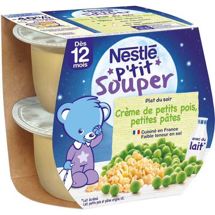 NESTLE P'tit Souper Purée de petits pois et pâtes dès 12 mois