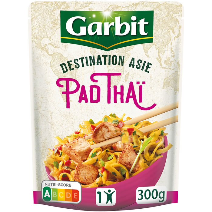 GARBIT Destination d'Asie Pad thaï aux poulets et légumes micro-ondes