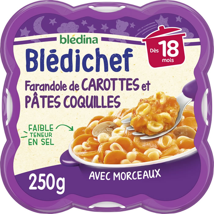 BLEDINA Blédichef Farandole de carottes et pâtes coquilles