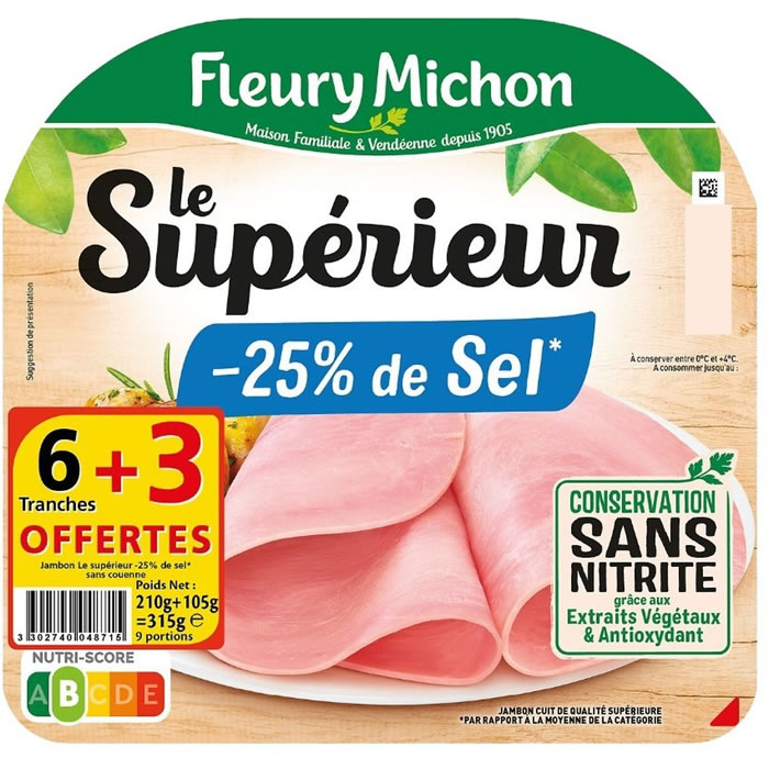 FLEURY MICHON Jambon sans nitrite -25% sel