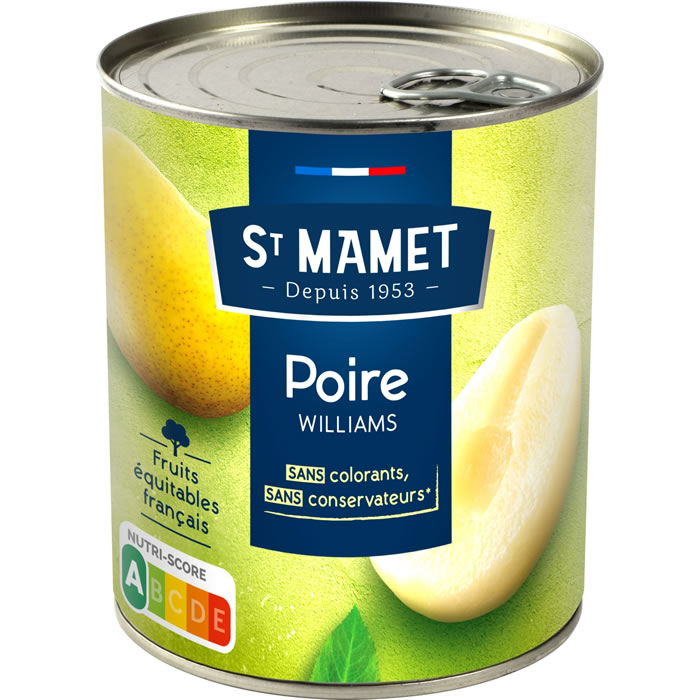 ST MAMET Poires Williams demi-fruits au sirop léger