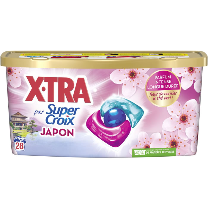 SUPER CROIX X-tra Japon Lessive capsules à la fleur de cerisier et thé vert