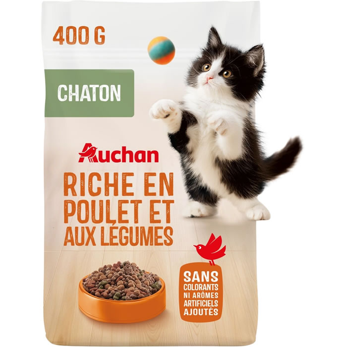 AUCHAN Croquettes au poulet et légumes pour chaton