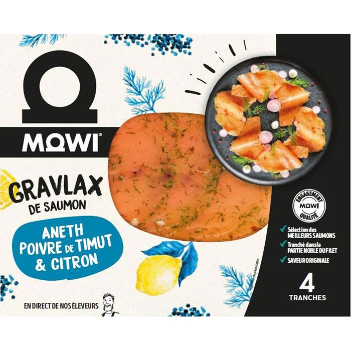 MOWI Gravlax de saumon à l'aneth, poivre de Timut et citron