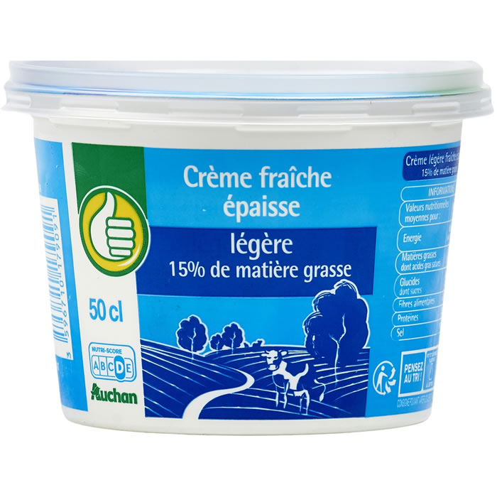 AUCHAN Essentiel Crème fraîche légère épaisse 15% M.G
