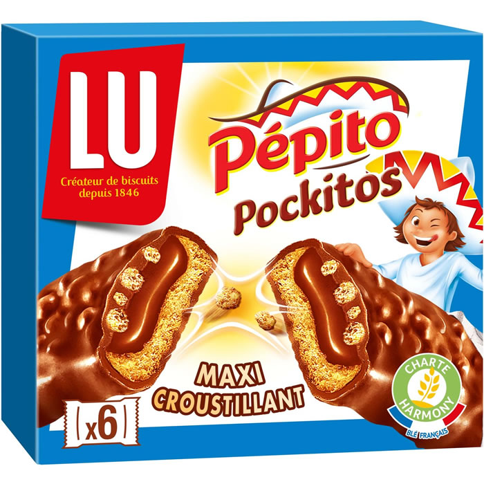 LU Pépito Pockitos Barres biscuitées au riz soufflé enrobées de chocolat