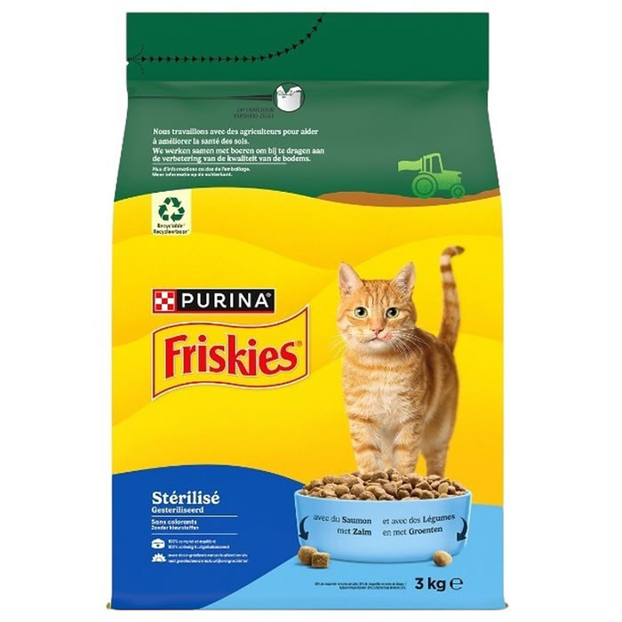 PURINA Friskies Croquettes au saumon et légumes pour chat stérilisé