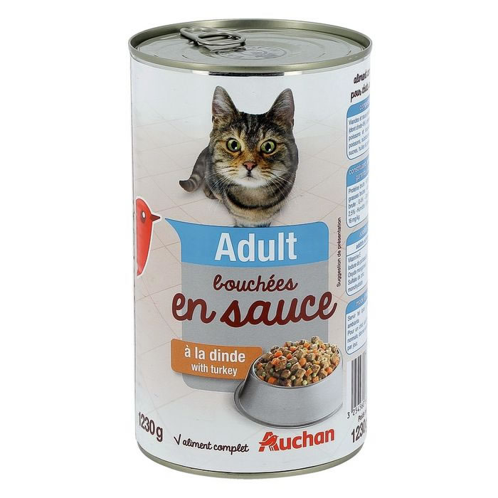 AUCHAN Bouchées en sauce pour chats adultes à la dinde