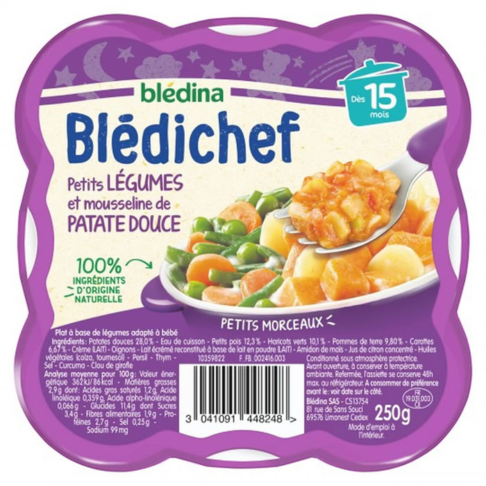 BLEDINA Blédichef Petits légumes, mousseline et patate douce dès 15 mois
