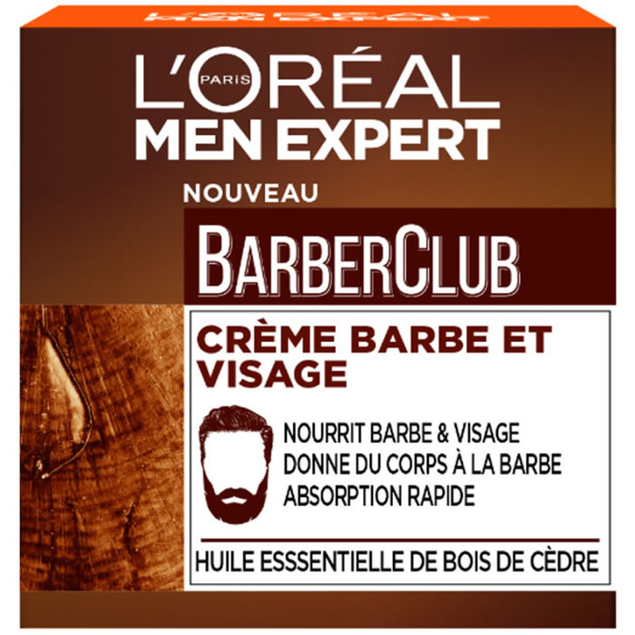 L'OREAL Barber Club Crème à barbe et visage à l'huile de bois de cèdre