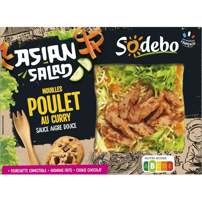 SODEBO Asian Salad Salade de nouilles, poulet au curry sauce aigre douce