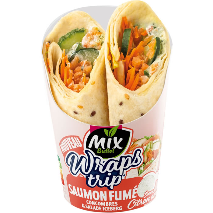 MIX BUFFET Wraps au saumon fumé, concombres et salade iceberg