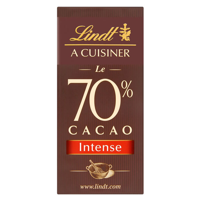 LINDT Dessert Tablette de chocolat noir pâtissier 70%