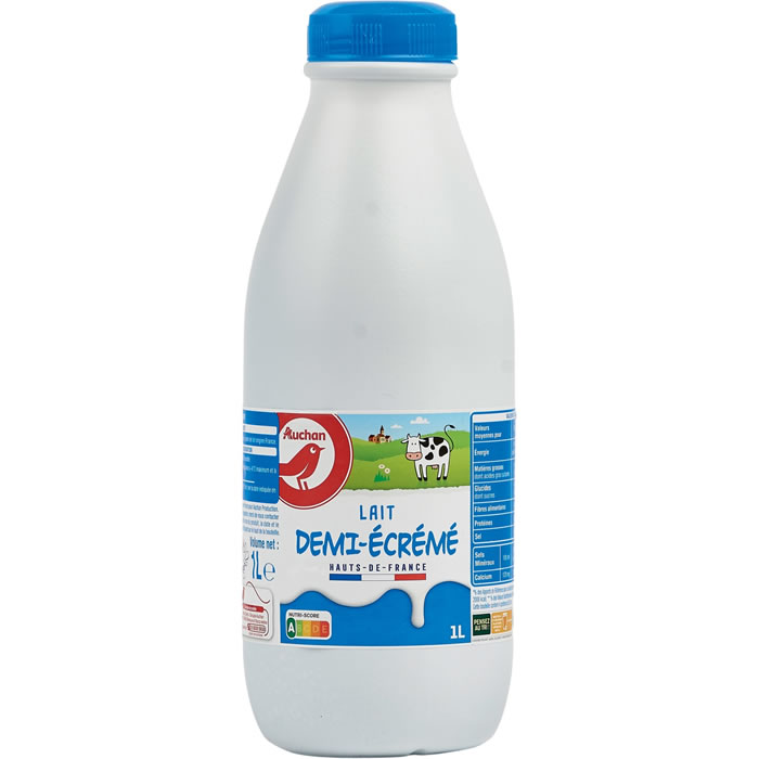 AUCHAN Lait demi-écrémé 1,6% M.G UHT