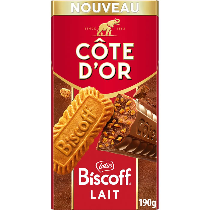 CÔTE D'OR Biscoff Tablette de chocolat au lait aux éclats de biscuits biscoff