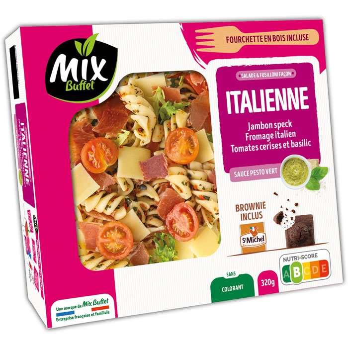 MIX BUFFET Salade italienne pâtes, jambon speck, fromage et sauce pesto