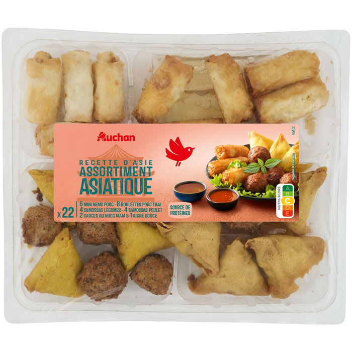 AUCHAN Recette d'Asie Assortiment asiatique 4 variétés avec sauce