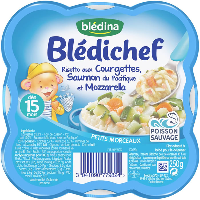 BLEDINA Blédichef Risotto de courgettes, saumon et mozzarella dès 15 mois