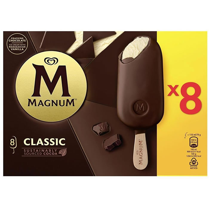 MAGNUM Classic Bâtonnets glacés à la vanille, enrobage chocolat