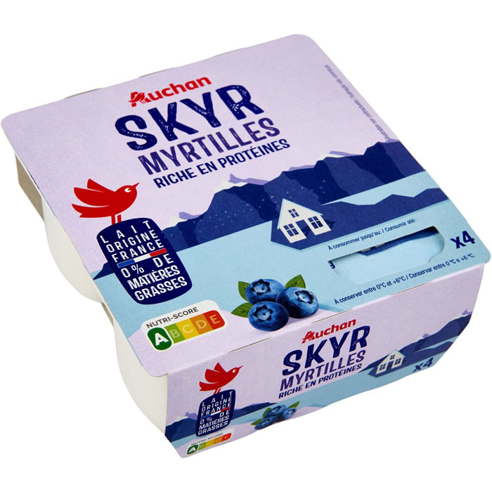 AUCHAN Skyr à la myrtille 0% M.G
