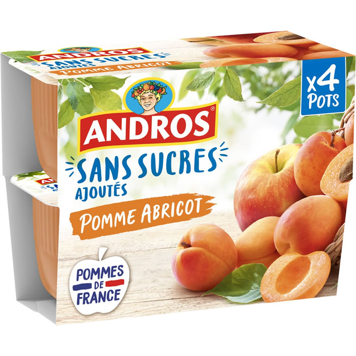 ANDROS Dessert pomme et abricot sans sucres ajoutés