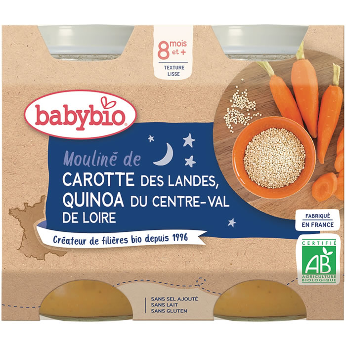 BABYBIO Bonne Nuit Mouliné de carottes et quinoa bio dès 8 mois